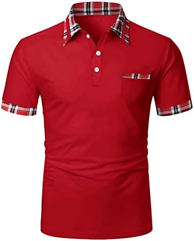 Camisas de verão para homens masculino Spring Summer Summer Botão de manga curta Top xadrez de lapela de lapela camisetas