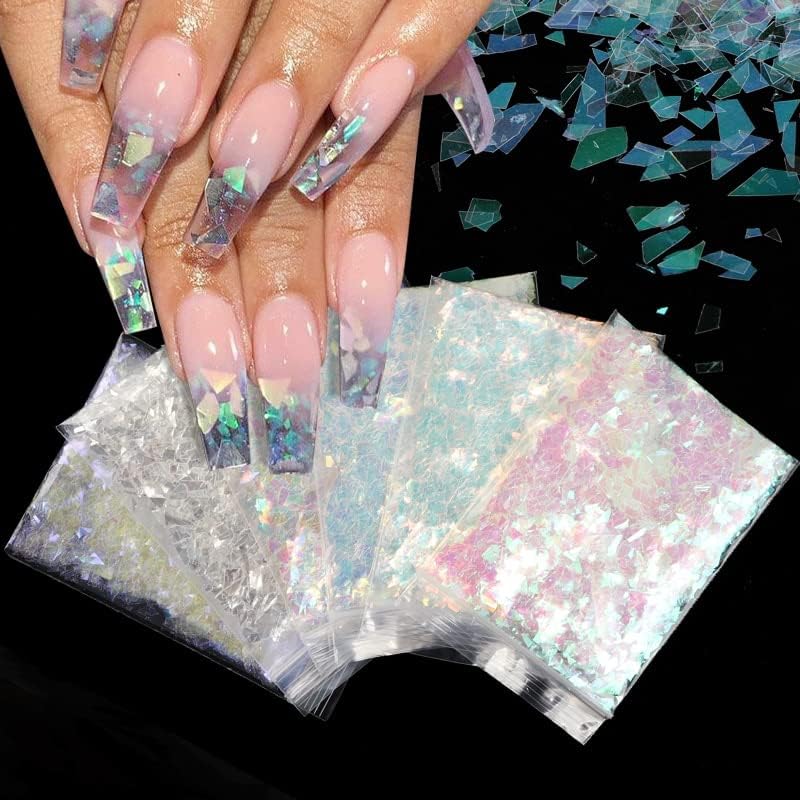 10g Chameleon unhas Glitter lantejoulas de lantejoulas AB transparente Aurora Flake Shell Gel Manicure Manicure