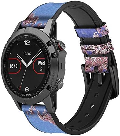 CA0143 Monte Fuji Sakura Cherry Blossom Leather Smart Watch Band Strap for Garmin Vivoactive 4S Vivomove 3s Tamanho