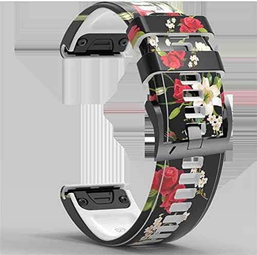 Bahdb 22mm 26mm Relógio inteligente Strap para Garmin Fenix ​​7 7x 5 6 5x 6x Pro epix 3HR Impressão Silicone Smartwatch Bracelet Correa