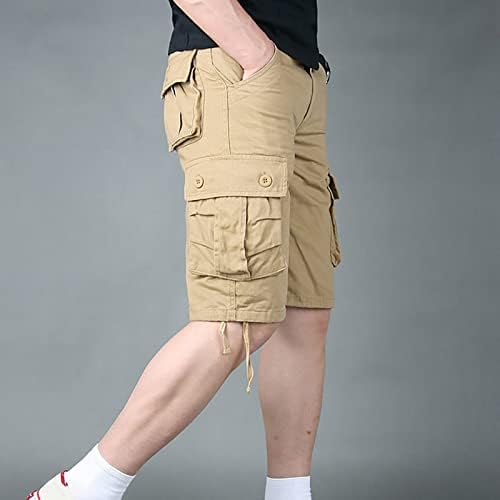 Ymosrh shorts masculinos Casual Coloque as calças cortadas de várias bolsos de várias bolsos externos de calças de pernas retas cargas