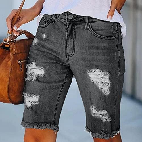 Hdzww shorts altos shorts lady reta perna trabalho jeans jeans fit saltons sólidos jeans curtos de verão elástica