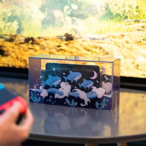 GEEKSHARE CARTO TUBULO ACRYLIC CLARO DOAB CABELA CABELA DE CAIXA PARA SWITCH/DOCK OLED, montagem de capa à prova d'água compatível com Nintendo Switch/OLED de acessórios