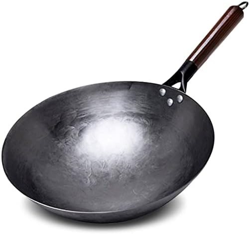 Mmllzel house househan wok, forjando manuseio de pan de madeira de madeira ferro-maconha não bastão panela a gás de panela