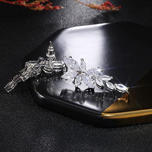 925 Brincos de prata para mulheres Folhas de oliva Brincos de cristal para o casamento Brincos de bandos brilhantes