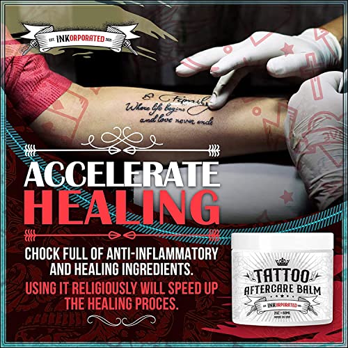 Tatuagem premium de tinta Tatuagem Pós -cuidar de loção de tatuagem de bálsamo - reduz a coceira e inchaço, calmante para acelerar o processo de cura - natural - restaura e ilumina a tinta velha