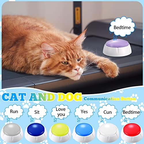 12 PCS Botão de cachorro Botão de comunicação Botão de som do gato Button Game Botão de conversação 30 segundos Botão