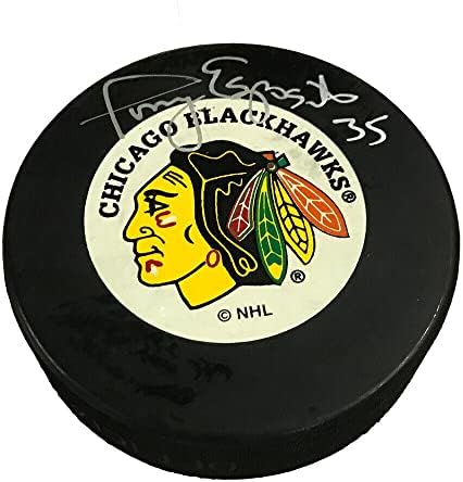 Tony Esposito assinou o Chicago Blackhawks Puck - Pucks autografados da NHL