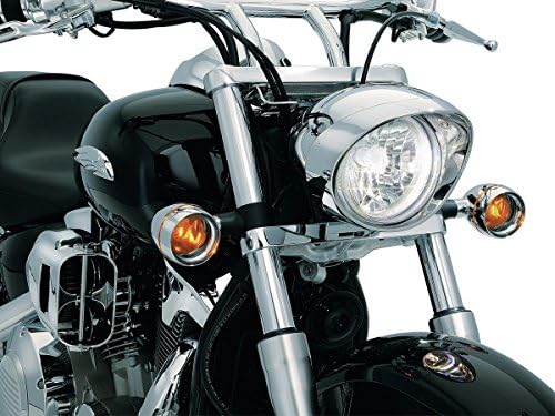 Kuryakyn 2270 Acessório de iluminação de motocicletas: sinal de giro dianteiro/pisca -pisca de arenques de prato profundo para Honda, motocicletas Kawasaki, lâmpadas âmbar com lente de fumaça, cromo, 1 par
