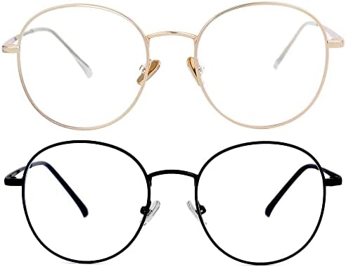 Óculos de bloqueio de luz azul para homens homens elegantes molduras de metal redondo lentes transparentes óculos