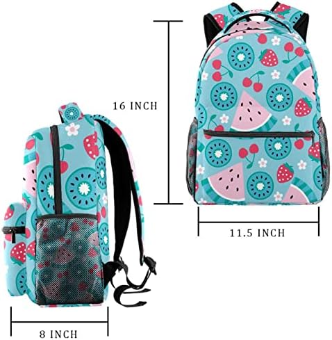 Adamion Teen Girls Escola Backpack Cartoon Melancia Cherry Bookbag Travel Laptop Backpack Daypacks Casual 11.5x8x16 em