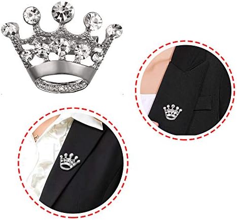 Ruwado 12 PCs Tiara Crown Broche Pin Silver Gold Rhinestone Crystal Embelexishments diamante