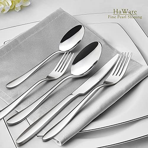 Talheres de 65 peças Conjunto de utensílios de servir, talheres de talheres de aço inoxidável Haware Conjunto de talheres