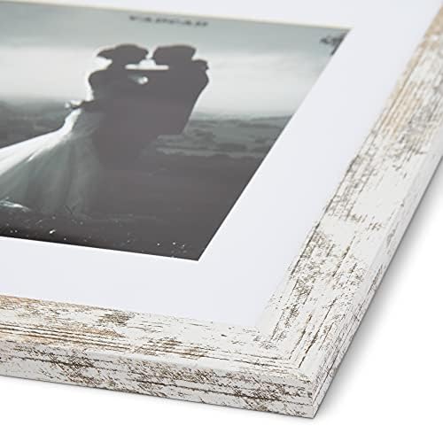 Vadcad 11x14 Frames de imagem rústicos de madeira branca - feitos para exibir fotos 8x10 com tape