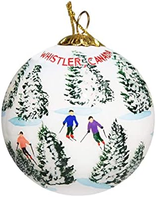 Ornamento de Natal de vidro pintado à mão - Esquiar as Glades - Whistler Canada