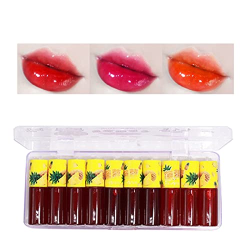 Conjunto de brilho labial infantil de 10 esmaltes labiais de frutas criativo para uso diário de veludo batom líquido Cosméticos clássicos