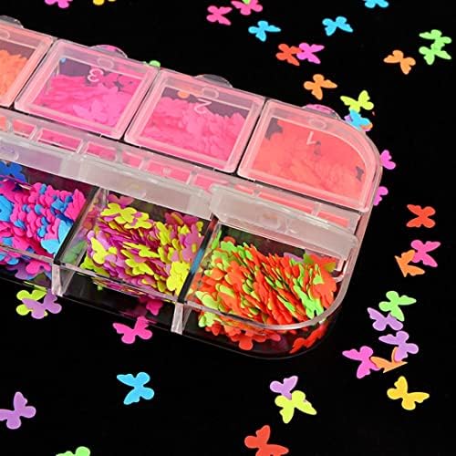 Lantejoulas de borboleta neon de 5 mm lantejas de fluorescência Glitter 3D Conjunto para Manicure Summer Charms Polish