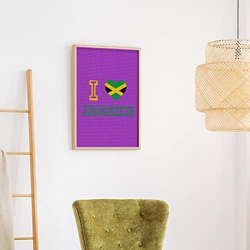 Eu amo os kits de pintura de diamante personalizados da Jamaica, imagem de arte de tinta por números para decoração