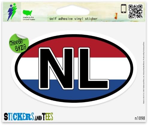 NL Holanda Bandeira Oval Vinil Carrocre Janela Janela 3 x 2