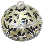 Rajasthan Gems esmalte a bugiganga de prata Sterling 925 Multi Color Cloisonné Madeiro gravado C 342