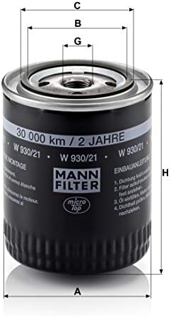Filtro de óleo do filtro de Mann - W930/21