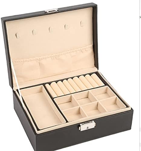 Caixa de jóias CAIXA DE CATA DE CAMADA DUPLA CAMADA CAIXA MULHERES COSMETICS Storage for Rings Brincos de colar de pulseiras Caixa