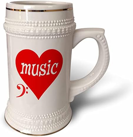 Imagem 3drose de música word na imagem do coração vermelho - 22oz de caneca de Stein