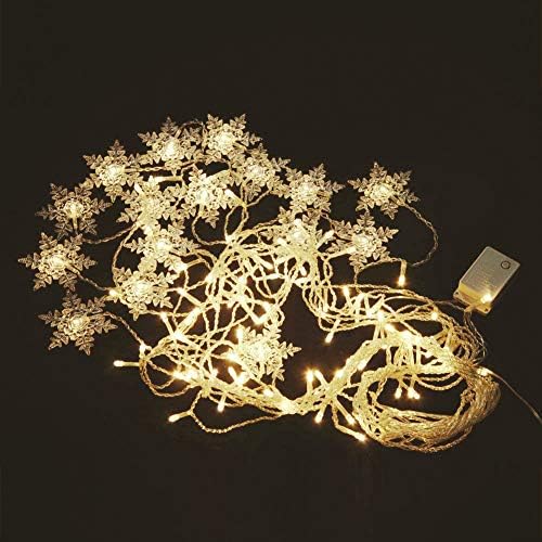 Senofun Snowflakes LED Curtain Lights Alteração de cor 11,5 pés 16 Flocos de neve Fairy Lights 80pcs LED LUZES DE FLAKE DE NEW para casa, igreja, casamento, aniversário