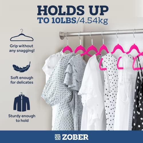 Zober Velvet Cabide 20 pacote - cabides rosa para casacos, calças e roupas de vestido - armadilhas não deslizantes Conjunto