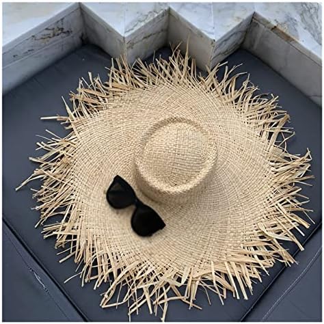 Zsedp chapéus chapéu de verão senhoras grandes capa lateral ampla chapéu de sol férias de férias na praia