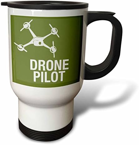 3drose grande drone verde com piloto uav caneca de viagem, 14 onças, multicolor