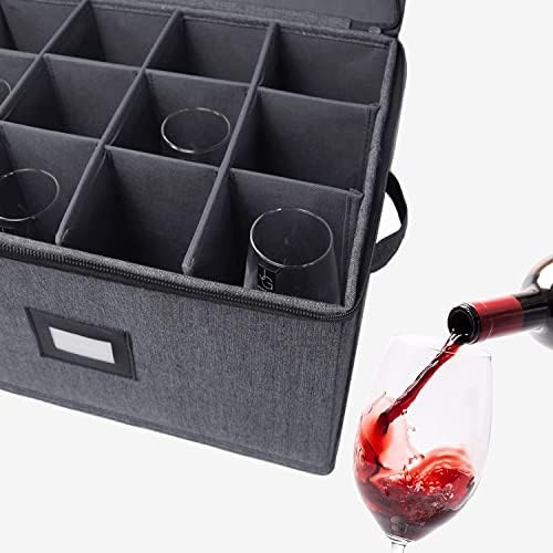 Caixas de armazenamento de vidro de vinho Veronly, estojos de armazenamento de Stemware com divisor - contêineres de armazenamento da