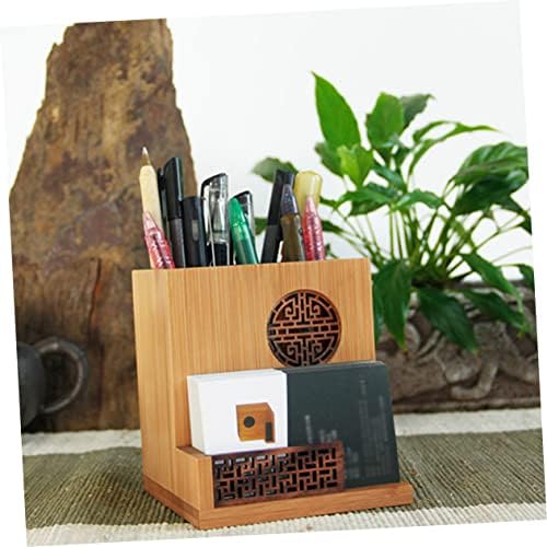 Organizador de lápis do Nuobesty 2PCS Bamboo Square Home Home Pequeno recipiente criativo Office Pot Organizadores Desk