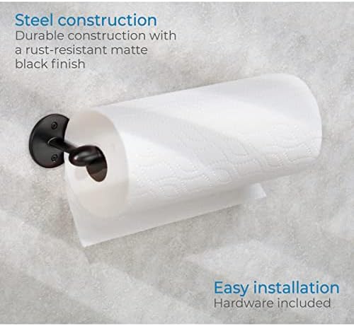 Idesign Orbinni Montado com parede Metal Paper Toarder, Organizador do rolo para cozinha, banheiro, sala de artesanato, 13,75 x 2,5 x 4,25 , preto fosco