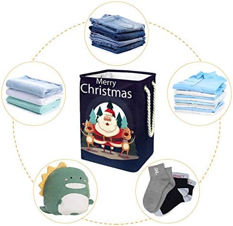 Feliz Papai Noel, com renas engraçadas, grande lavanderia dobrável cesto para cesto de berçário e quarto de crianças