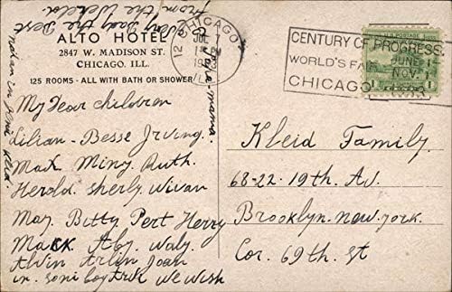 O Alto Hotel Chicago, Illinois IL original Antique Cartão Post 1933