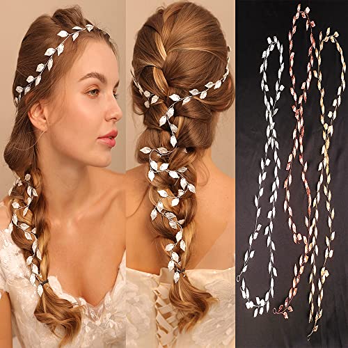 Jumwrit Hair Hair Vine Bandeira de panela de cabelo extra longa Vinha para folhas de noiva Acessórios para cabelos