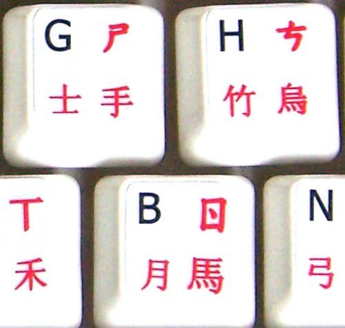 Adesivo de teclado chinês Letras vermelhas em fundo transparente