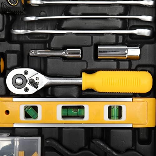 Kit de ferramentas domésticas de 198 peças, portátil de reparo de automóveis em casa conjunto de ferramentas de artesão com alicates,
