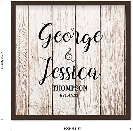 Farmhouse Board Assinando o livro de convidado rústico de casamento alternativo sobrenome e data nomes de família 12 x 12 placa de imagem rústica de madeira - Chestnut