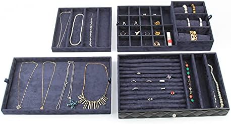 Caixa de jóias Zlass Caixa de jóias de grande capacidade Caixa de jóias PU Jóias Organizadoras de jóias com 4 bandejas e espelhos Recipientes