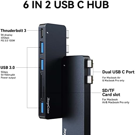 Adaptadores de cubo USB C para MacBook Pro 14/16 polegadas 2022, MacBook Pro adaptador MultiPortMac USB C dongle com Thunderbolt