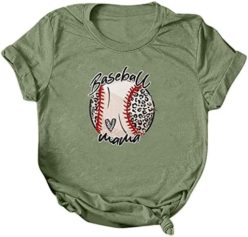 Tops de verão femininos, tees gráficos de beisebol de beisebol fofo de verão impressa na manga curta camiseta casual tops
