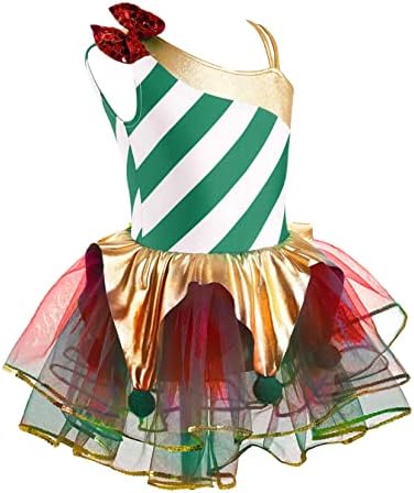 Tssoe Kids Girls Fantas de Natal Candy Cane Tutu Vestido Bellerina Bellet Dress Vestido de Festa de Festa de Xmas
