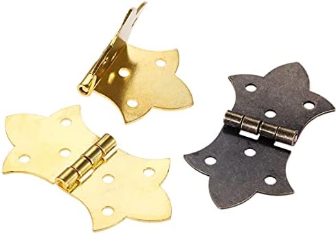 2pcs de bronze antigo/flor de dobradiças de mobília diy hardware 6 orifícios da dobradiça de dobradiça de dobra de ferro da porta da porta de borboleta e parafusos - parafusos - parafusos -