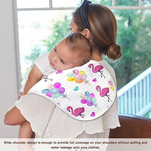 Yyzzh flamingo colorido coração coroa de musselina arroto para bebê 1 pacote algodão babadores de panos para meninos