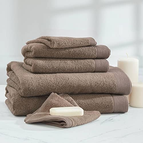Cuddledown Luxury Bamboo Cotton Toalhas Conjunto | Ultra Soft | Altamente absorvente | Conjunto de 6 peças | 2 toalhas de