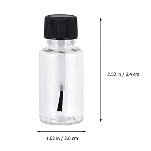 BeaUpretty 20pcs 20ml garrafas de esmalte vazias com tampa de escova Garrafas de vidro cilíndrico Recipientes de frascos de unha recarregáveis ​​para unhas para unhas amostra