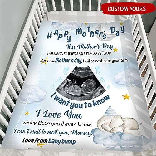 Personalizado Caro mamãe do cobertor Baby Bump, cobertor de foto de ultrassom do bebê personalizado, mamãe no próximo dia das mães,