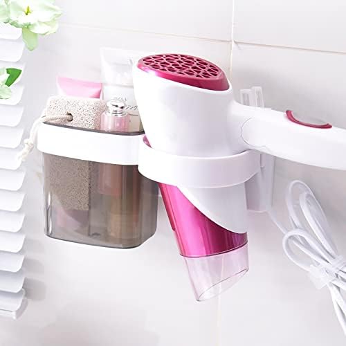 Rack de armazenamento de secador de cabelo montado em suportes para secador de cabelo para banheiro plástico plástico